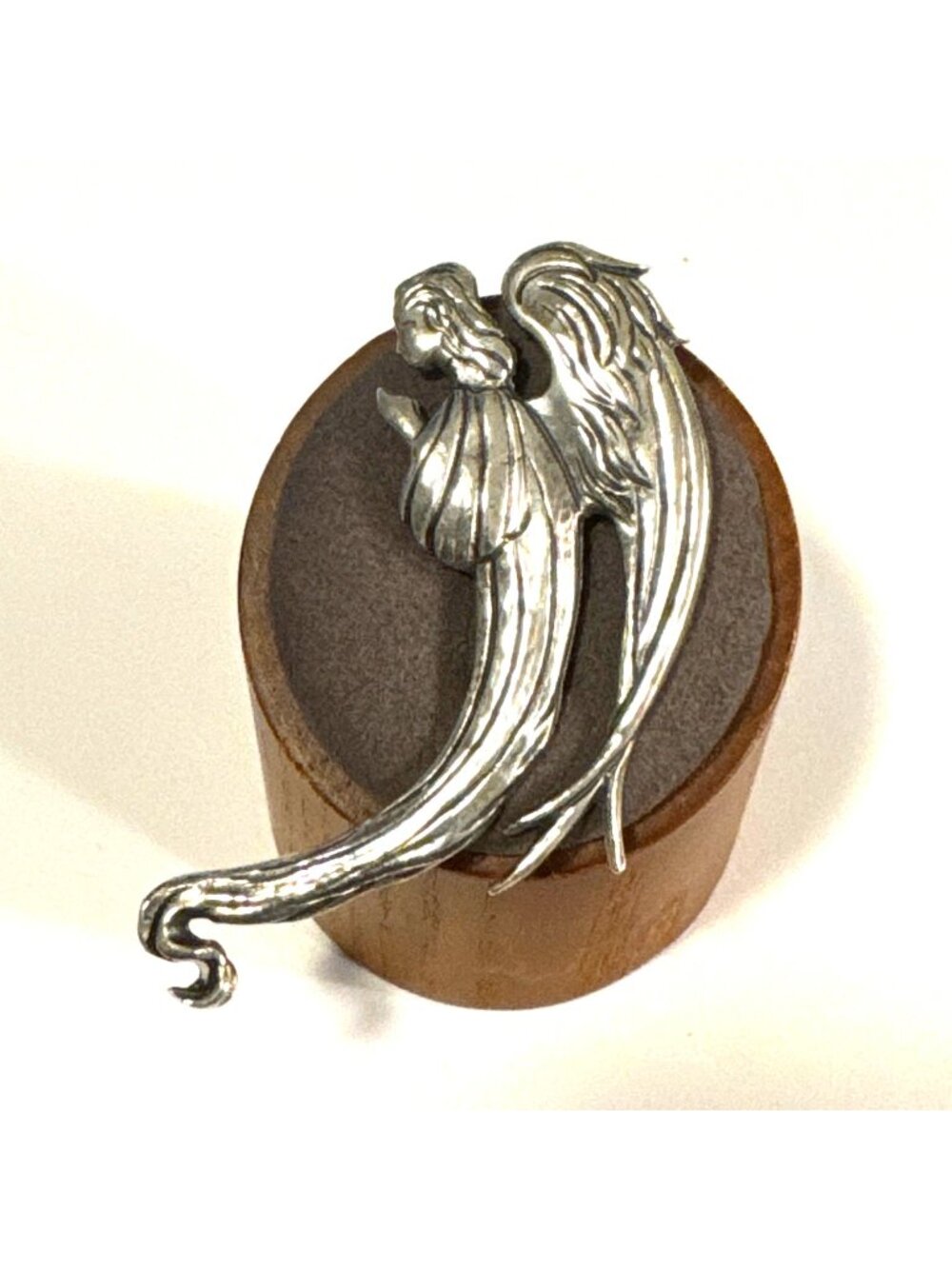 Solid Sterling Silver 925 Stylized Praying Angel Pendant Size 2.5" Length